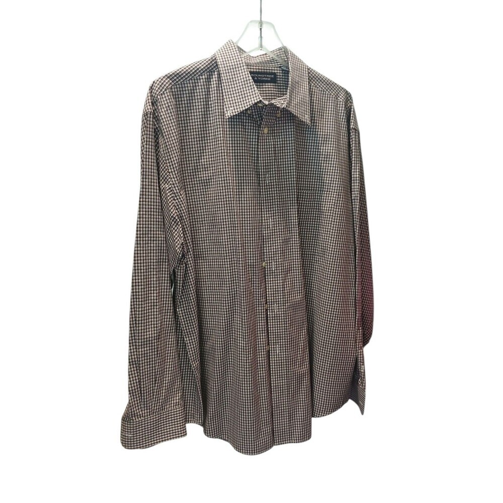 Roundtree & Yorke Men’s Button Down Shirt Size XL Plaid Long Sleeve Casual